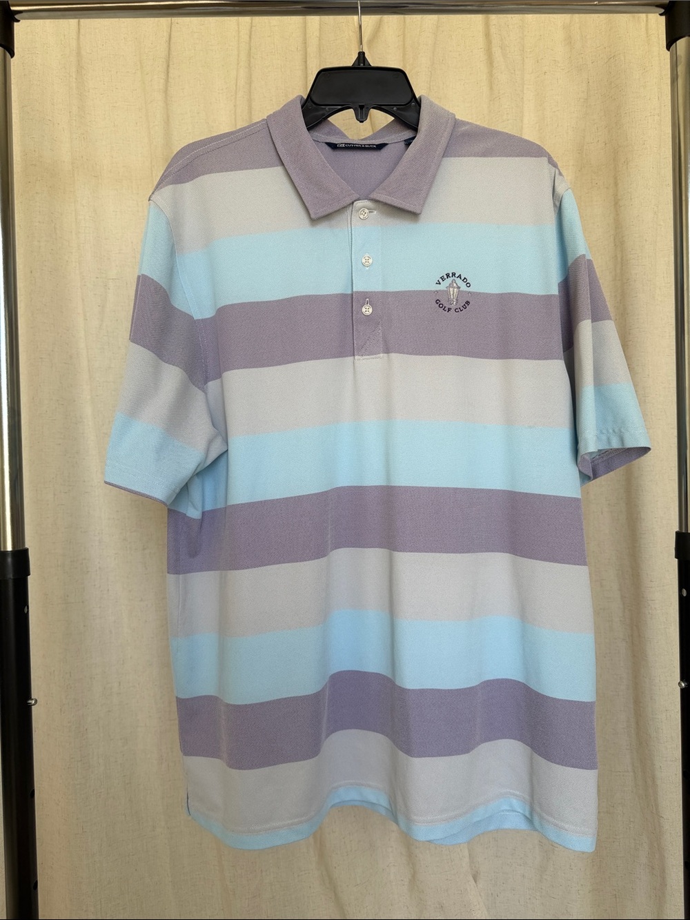 Cutter & Buck Lavender and Light Blue Striped Polo